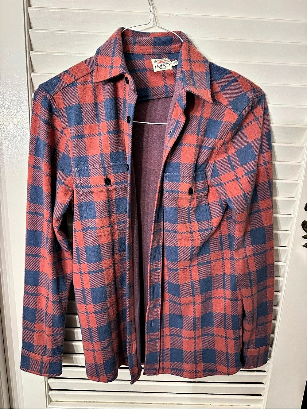Faherty Legend Sweater Shirt Plaid Jacket Red & Blue XS